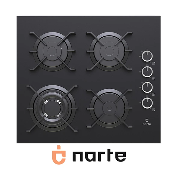 NARTE - CG20160B Ankastre Siyah Cam Ocak 60Cm Döküm Izgara ürün görseli 1