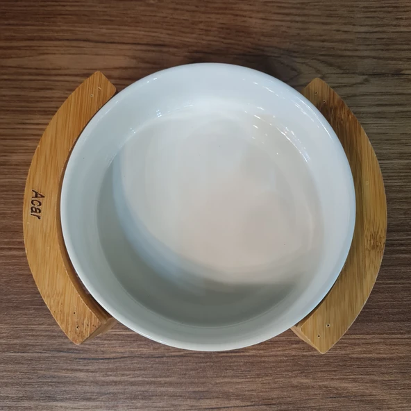 Acar Bambu Standlı 13 Cm Porselen Yuvarlak Servis Kasesi 10963 ürün görseli 1