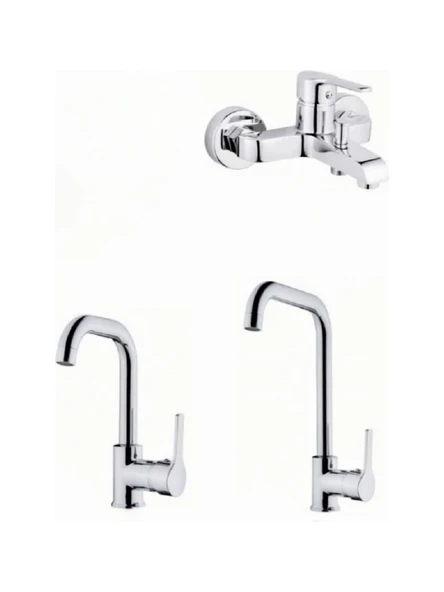 Tema Sigma Batarya Seti (Banyo, Kuğu Lavabo ve eviye Bataryası) ürün görseli 1