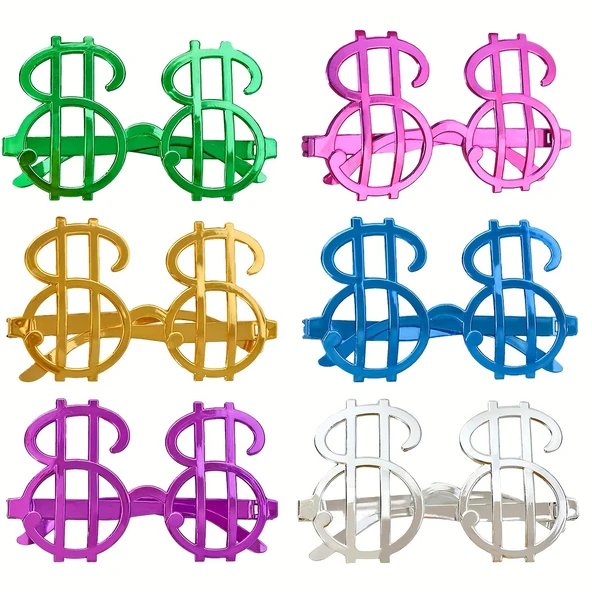 Dolar Şekilli Metalize Parti Gözlüğü 6 Adet ürün görseli 1