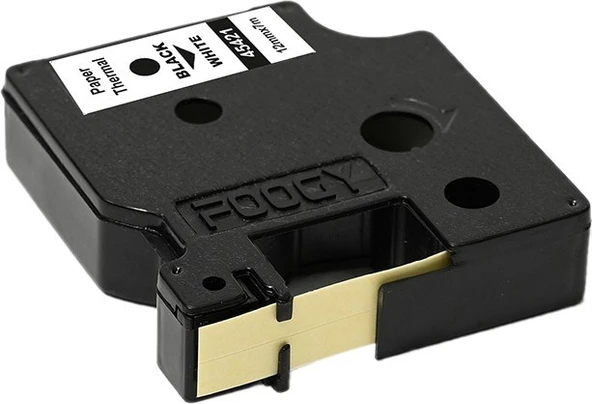 Foogy Dymo D1 KAĞIT Şerit Etiket 12 mm 7 mt Beyaz Siyah ürün görseli 1