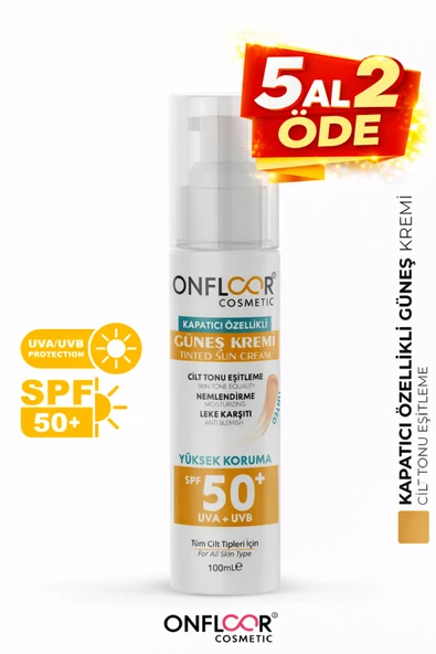 ONFLOOR Ton Eşitleyici Güneş Kremi Spf 50 – Renkli Kapatıcı, Nemlendirici Ve Leke Karşıtı Etki | 100 ml ürün görseli 1