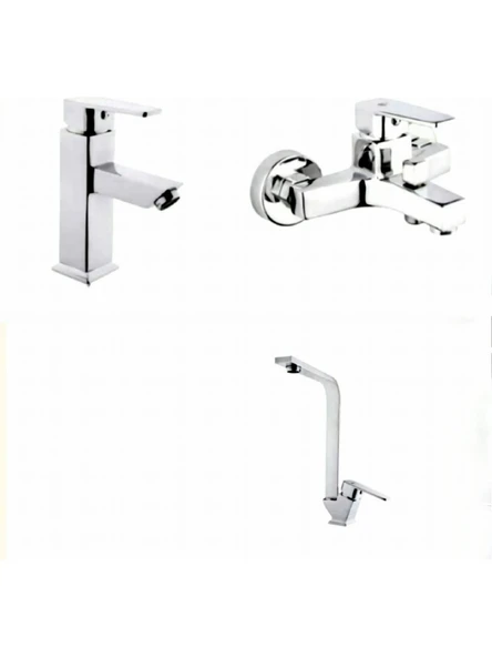 Tema Kare Batarya Seti (Eviye, Banyo,kısa lavabo Bataryası) ürün görseli 1