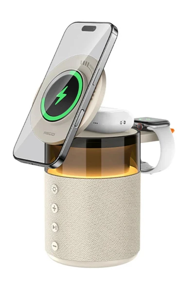 FTS-9 5 i 1 Arada Mıknatıslı Kablosuz Şarj Destekli Bluetooth 5.4 Hoparlör ve Gece Lambası ürün görseli 1