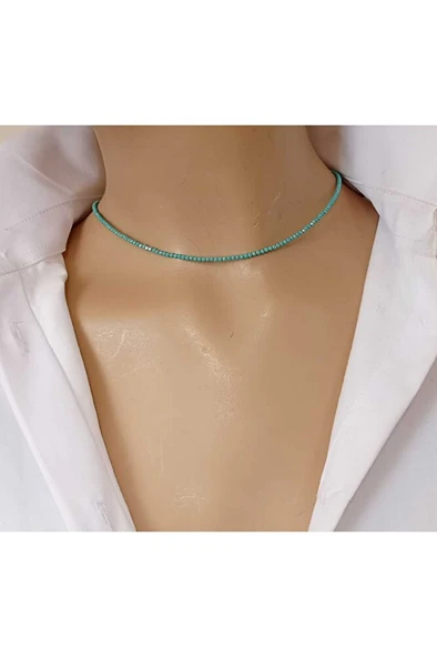 Nova Minimal Kristal Tekli Renk Seçenekli Choker Kolye Uniseks Tasarım ürün görseli 1