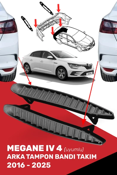 Megane 4 IV Uyumlu Arka Tampon Bandı Takım (850768508R-850760115R) ürün görseli 1