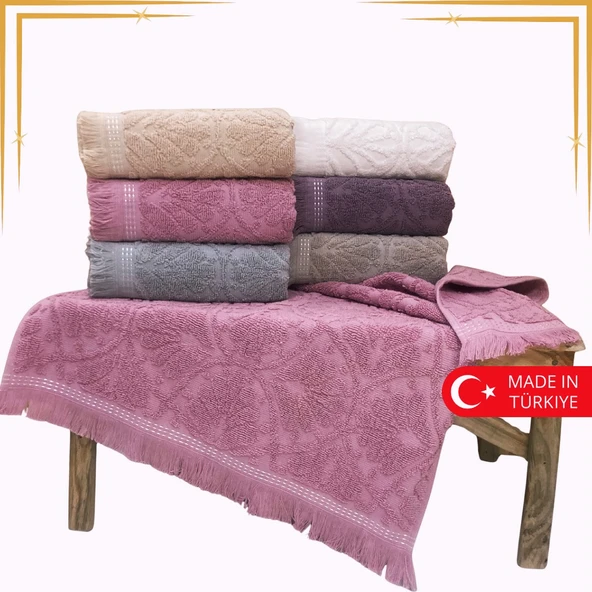 Bilmar Bukle Jakarlı Saçaklı Gonca Desenli El Ve Yüz Havlusu 50 X 90 Cm x 6 Adet ürün görseli 1