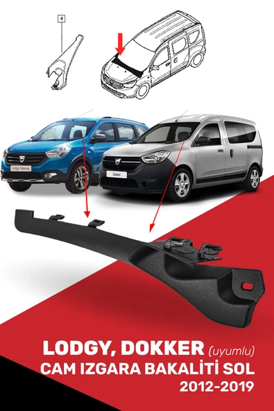 Dacia Lodgy Dokker Uyumlu Cam Izgara Bakaliti Sol (2013-2020), 668224513R ürün görseli 1