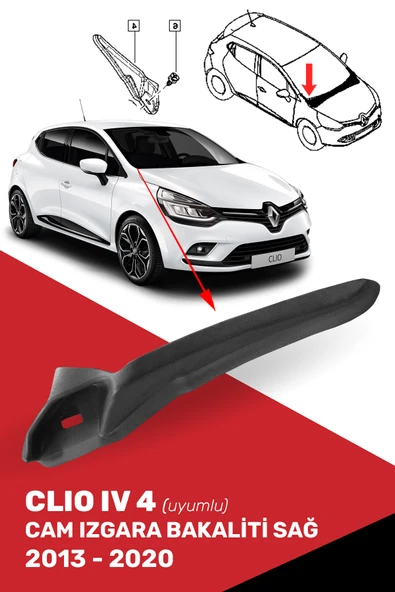 Clio IV 4 Uyumlu Cam Izgara Bakaliti Sağ (2013-2020),668628650R, ürün görseli 1