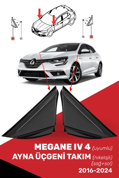 Megane IV 4 Uyumlu Ayna Üçgen Takım Siyah (SAĞ SOL), 638744983R, 638752672R ürün görseli 1