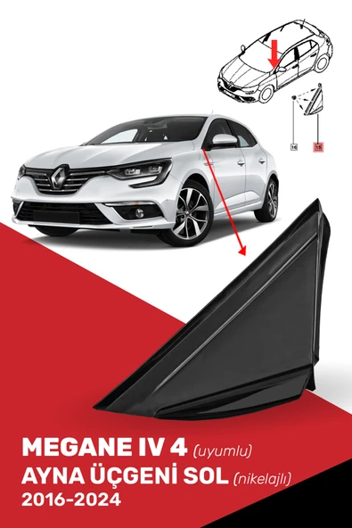 Megane IV 4 Uyumlu Ayna Üçgeni Siyah Sol (2016-2024) - 638752672R ürün görseli 1