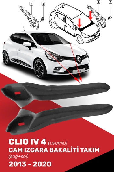 Clio IV 4 Uyumlu Cam Izgara Bakaliti Takım Sağ, Sol (2013-2020), 668628650R, 668630559R ürün görseli 1