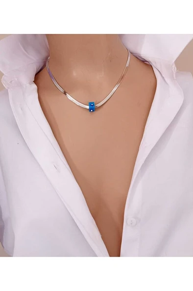 Balıksırtı Model Nazar Boncuklu 316L Çelik Kolye – Gold & Gümüş Seçenekli ürün görseli 1