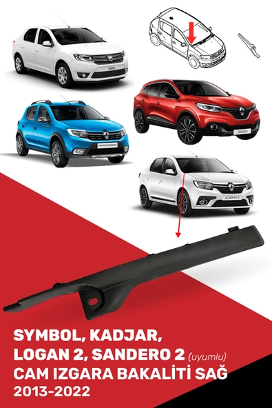 SYMBOL - KADJAR - SANDERO - LOGAN Uyumlu Cam Izgara Bakaliti Sağ, (668220167R - 668225318R) ürün görseli 1