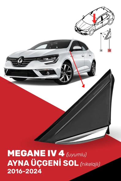 Megane 4 IV Ön Çamurluk Bakaliti Ayna Üçgeni Nikelajlı Sol (2016- ), 638758950R ürün görseli 1
