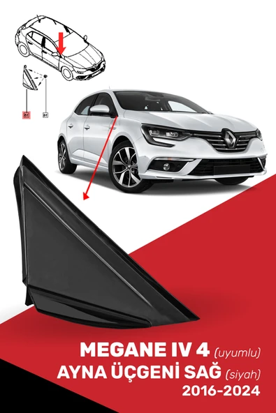 Megane IV 4 Uyumlu Ayna Üçgeni Siyah Sağ (2016-2024) - 638744983R ürün görseli 1