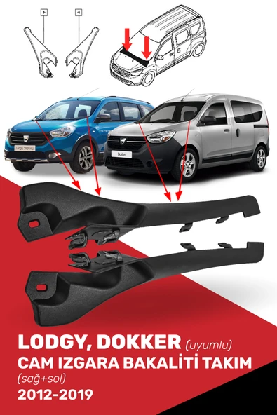 Lodgy Dokker Uyumlu Cam Izgara Bakaliti Takım (Sağ + Sol) - 668229972R, 668224513R ürün görseli 1