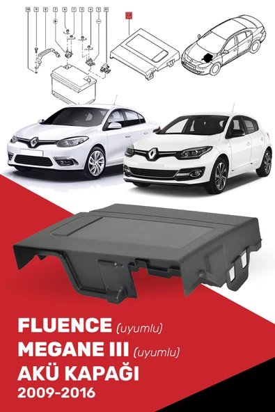 Megane III, Fluence Uyumlu Akü Üst Kapağı - 244976310r ürün görseli 1