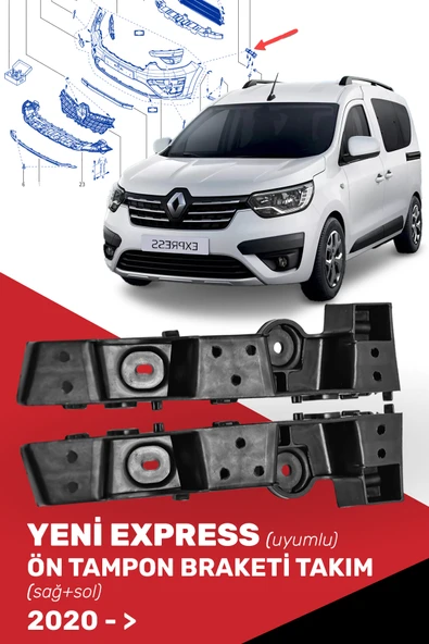 Yeni Express Uyumlu Ön Tampon Ayak Braketi Takım (SAĞ, SOL) - (2020- ), 622231730r 622224650r ürün görseli 1
