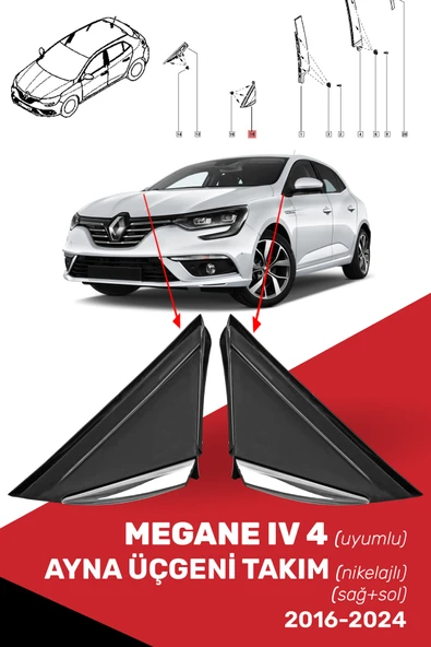 Megane IV 4 Uyumlu Ayna Üçgen Nikelajlı Takım (SAĞ SOL), 638740438R, 638758950R ürün görseli 1