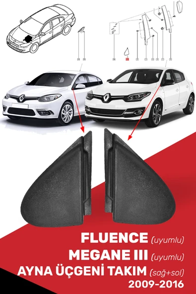 Megane 3 III, Fluence Uyumlu Ayna Üçgeni Takım (SAĞ SOL) - 638750012r, 638740012r ürün görseli 1