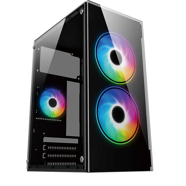 IROMX BTX-B350G 350W 2x12 CM RGB FAN ATX 1xUSB2.0/1xUSB3.0 SIYAH MINI GAMING KASA ürün görseli 1