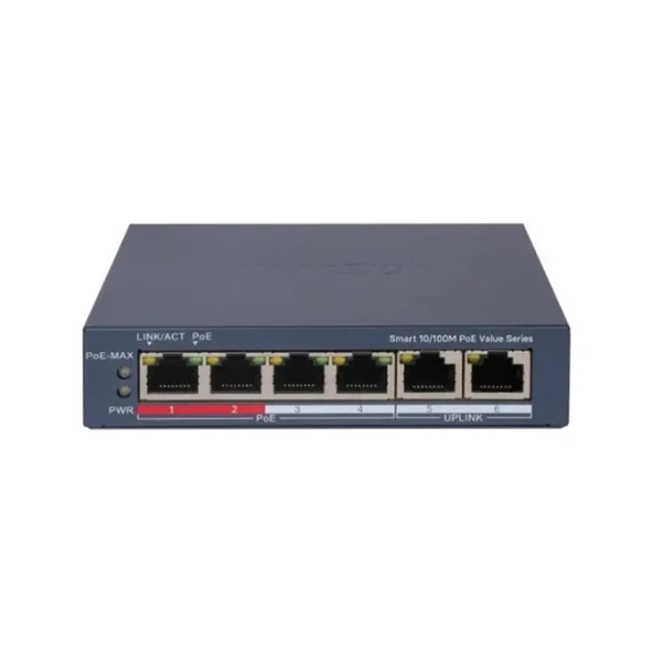 HIKVISION Hikvision DS-3E1106P-EI/M 4Port 10/100 Yönetilebilir PoE 45W Switch ürün görseli 1