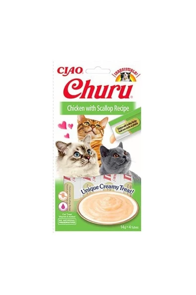 Ciao Churu Cream Tavuklu ve Deniz Taraklı Krema Sıvı Kedi Ödülü 14gr 4lü ürün görseli 1