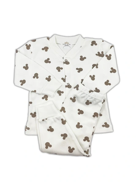 Sema Baby Mickey Mouse Bebek Pijama Takımı – Ekru 0-3 Ay ürün görseli 1