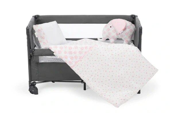 Sema Baby 6 Parça Lüks Park Yatak Bebek Uyku Seti - Pembe Fil ürün görseli 1