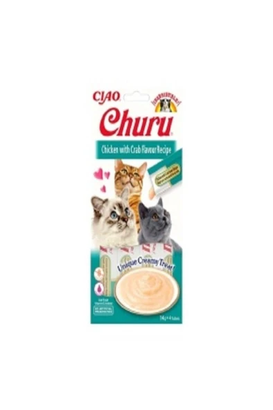 Ciao Churu Cream Tavuklu ve Yengeçli Kedi Ödül Kreması 4 X 14 gr ürün görseli 1