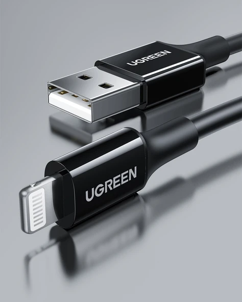 UGREEN Lightning - USB-A MFi Sertifikalı İphone Hızlı Şarj Kablosu, 1 m, Siyah, 80822 ürün görseli 1