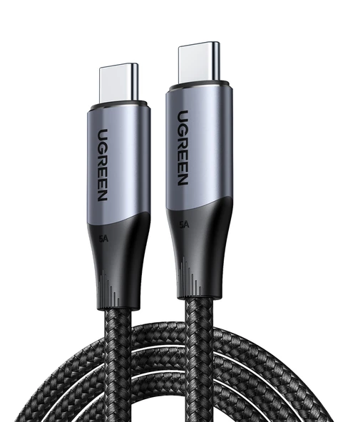 UGREEN USB-C 100W Thunderbolt USB3.1 GEN2 5A QC PD Hızlı Şarj Kablosu, 1 m, Siyah, 80150 ürün görseli 1