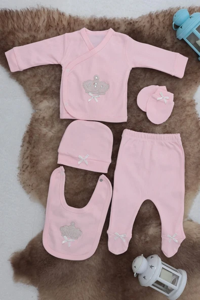 Sema Baby 5 Parça Hastane Çıkışı Zıbın Seti 0-3 Ay - Queen ürün görseli 1