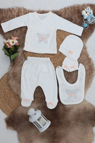 Sema Baby 5 Parça Hastane Çıkışı Zıbın Seti 0-3 Ay - Butterfly ürün görseli 1