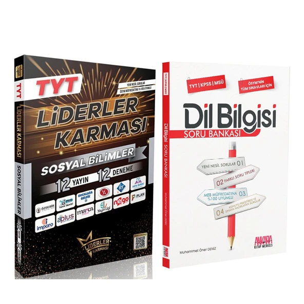Liderler Karması TYT Sosyal Bilimler 12 Yayın 12 Deneme ve AKM Dil Bilgisi Soru Bankası Seti 2 Kitap ürün görseli 1