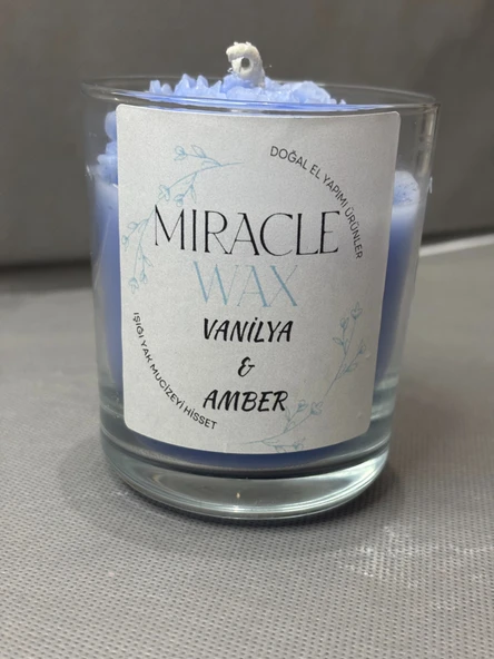 Vanilya & Amber Kokulu Parafin Mum Şakayık Çiçek Detaylı  Dekoratif ürün görseli 1