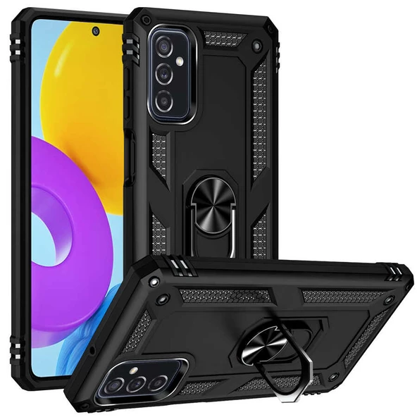 Gpack Samsung Galaxy M52 Kılıf Vega Tank Standlı Yüzüklü MıknatıslıNano Glass ürün görseli 1