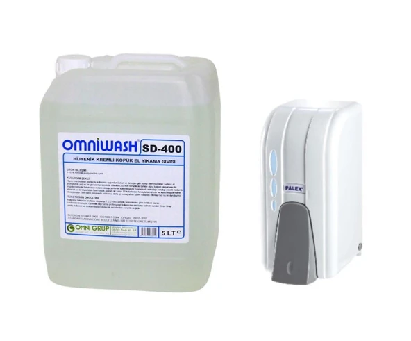 Omniwash SD-400 5000 ml Köpük El Sabunu ve 500 cc Dispenser Seti Beyaz ürün görseli 1