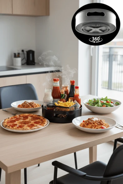 360 Derece Döner Siyah Banyo Mutfak Düzenleyici Organizer Toparlayıcı Tepsi MIT1288 ürün görseli 1