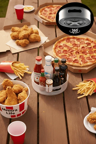 360 Derece Döner Şeffaf Flu Banyo Mutfak Düzenleyici Organizer Toparlayıcı Tepsi MIT1287 ürün görseli 1