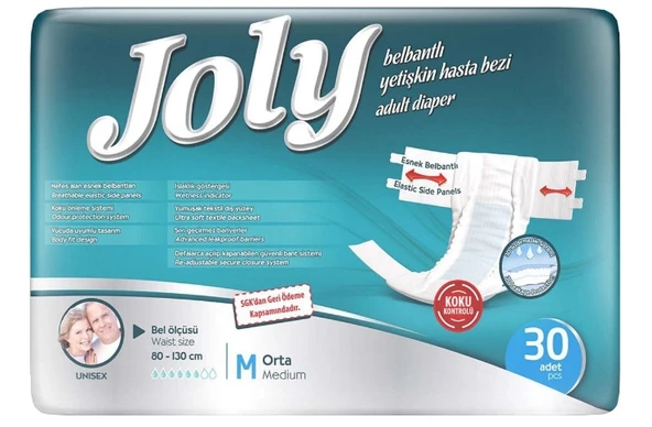 Joly Belbantlı Hasta Bezi 90 Adet M Orta Medium 30x3 Paket ürün görseli 1