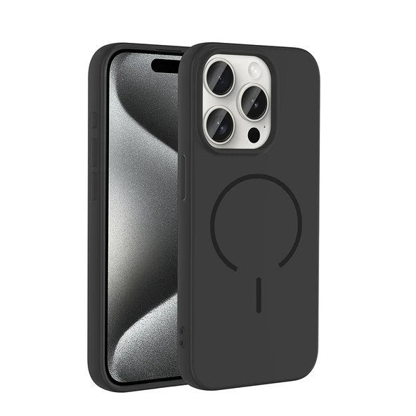 iPhone 15 Pro Max Kılıf Meta Lansman M-Safe Kamera Korumalı içi Kadife Yumuşak Renkli Süet Silikon ürün görseli 1