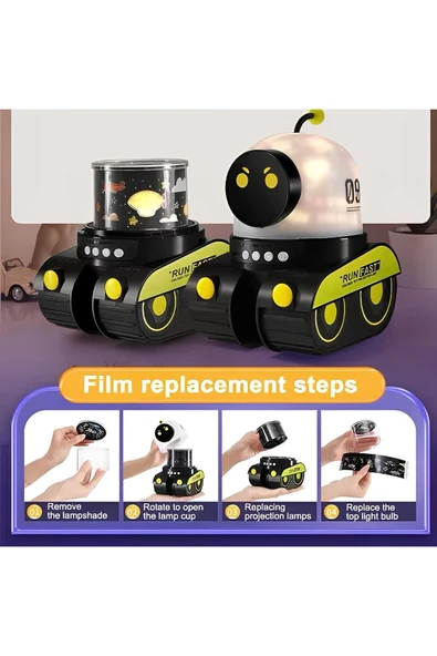 ÇOCUKLAR İÇİN EĞİTİCİ VE EĞLENCELİ ROBOT TEMALI PROJEKTÖR GECE LAMBASI ürün görseli 1