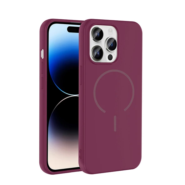 iPhone 14 Pro Max Kılıf Meta Lansman M-Safe Kamera Korumalı içi Kadife Yumuşak Renkli Süet Silikon ürün görseli 1