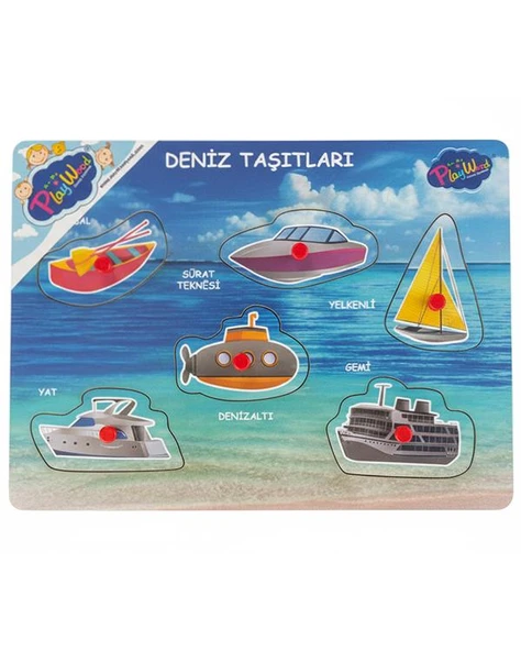 Playwood Ahşap Tutmalı Eğitici Puzzle Deniz Taşıtları ONY326 ürün görseli 1