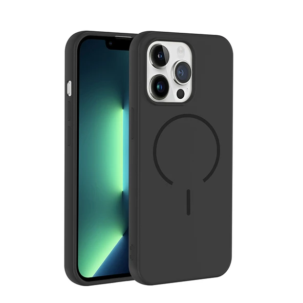 iPhone 13 Pro Kılıf Meta Lansman M-Safe Kamera Korumalı içi Kadife Yumuşak Renkli Süet Silikon ürün görseli 1