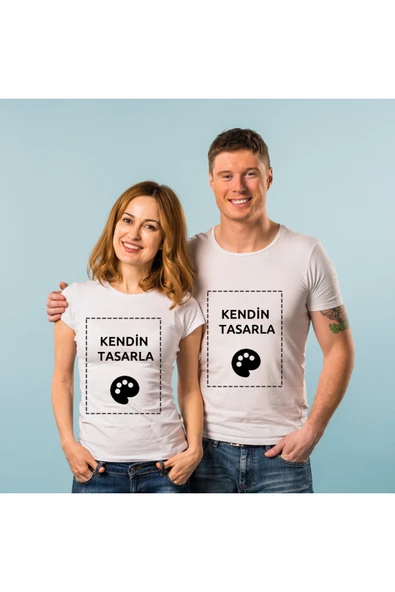 NATUREL Çift Kişilik Tişört Kişiye Özel Baskı Sevgili T-Shirt (Her iki bedeni de tek tek sepete ekleyiniz) ürün görseli 1