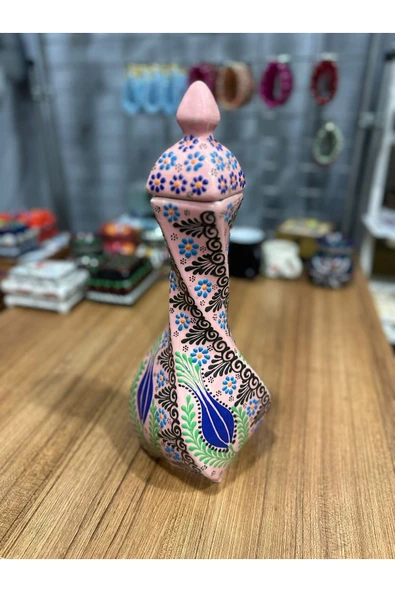 NATUREL Burgu Vazo Doğal El İşlemeli Etnik Motif 35 CM ürün görseli 1