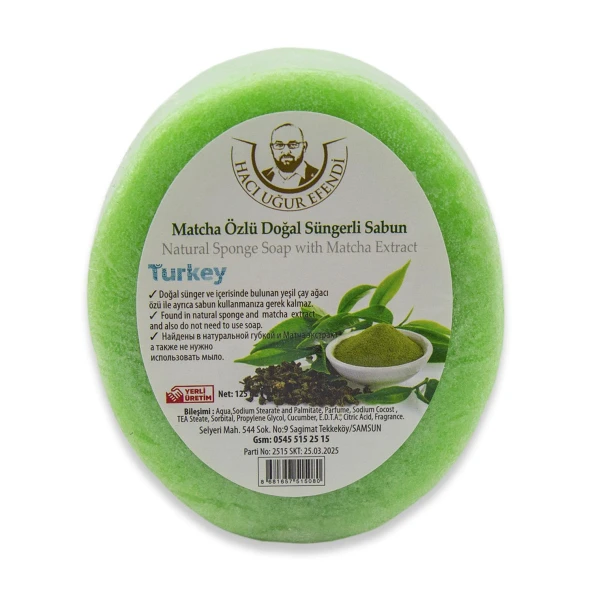 Matcha Özlü Doğal Süngerli Sabun ürün görseli 1